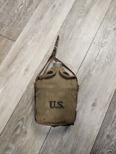 Vintage WW1 U.S. Cavalry Canteen Dated 1917 Canvas Cover Leather Strap picture