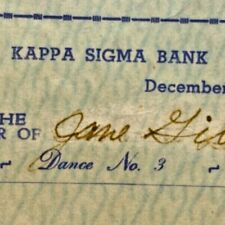 Vintage 1936 Kappa Sigma Fraternity Bank Dance Assignment Junior Prom Check picture