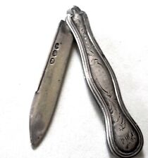 ANTIQUE VICTORIAN STERLING SILVER HANDLE FOLDING FRUIT KNIFE HALLMARK BLADE picture