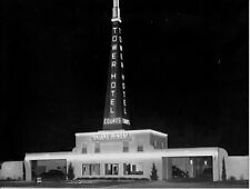 Night Scene Photograph of Dallas Tower Motel on Harry Hinds 1940's 8x10 Gloss picture