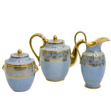 Manufacture de Sevres Louis Philippe Ch Compiegne Teapot Cream Sugar Bleu Agate picture