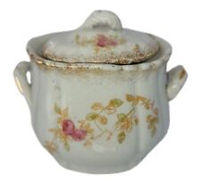 Antique Porcelain Sugar Bowl With Lid Pink Rose Floral Gold Trim Unknown Maker picture