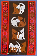 Cats - Pr Mid-Century Modern Irish Linen Hand Tea Towels by Ulster NWT  YY805 picture