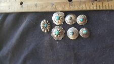 NATIVE AMERICA STERLING Stamped TURQUOISE HANDMADE Vintage 7 BUTTONS  picture