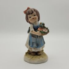 Lefton China #2732 Hand-Painted Decorative Girl W/ Basket of Flowers & Bluebird picture