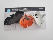 Halloween Cookie Cutter Set Poly Resin Metal Ghost Bat Pumpkin October picture