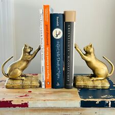 Superb Mid 20th Century Cast Bronze Playful Cats Kittens on Pillows Bookends picture