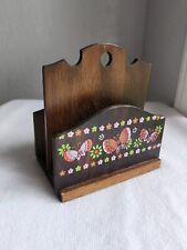 Vintage Wooden Napkin Holder W/ Butterflies & Flowers picture