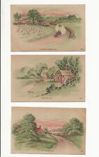Vintage Postcard ** LOT OF 3 ** SET * TRIP IN FARM LAND * OLD MILL * FARM YARD picture