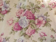 Vintage 1940's PINK ROSES on Creamy White Nubby Barkcloth Drapes So Romantic picture