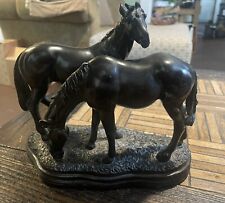 Vintage Bronze Colored Ironwood Equestrian Double “wild” Horse Statue Unmarked picture