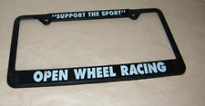Vintage Support The Sport Open Wheel Racing Black Plastic License Plate Frame VG picture