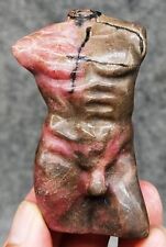 195g Natural pink roses stone  hand carved sexy male model picture