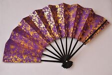 Vintage Japanese Folding Fan Traditional Dance Odori Sensu Purple Golden Glitter picture