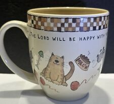 DaySpring 4” Ceramic Cat Coffee Tea Mug / Cup - Zephaniah 3:17 Bible Scripture picture