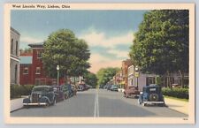 Postcard Ohio Lisbon West Lincoln Way Street View Classic Cars Vintage Unposted picture