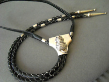 Southwestern Style Satin Sterling Silver 3D Armadillo Bolo Tie with Ferrules picture