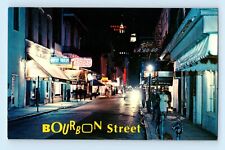 Night View Bourbon Street 1960 American Bank S New Orleans Louisiana Postcard C2 picture