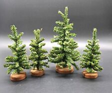 Dept 56 Christmas Trees 4x Set Winter Spruce on Wood Base Snow Village Accessory picture