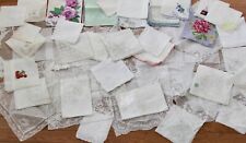 Antique Vintage Handkerchiefs Hankies Floral Embroidered Lace Lot Of 42 picture