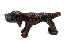 Vintage Cast Metal Hound Dog Pointing Brown & Red Retriever Figure Trinket 4.5