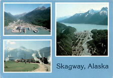 Skagway, Alaska, southeast, state ferries, cruise ships, White Pass, Postcard picture