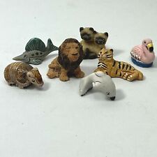 Clay & Resin Miniature Set of Seven (7 ) Animal Figures Fish, Bird, Lion, Tiger picture