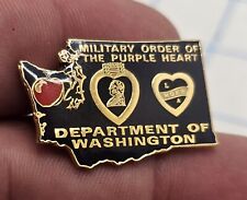 VTG Lapel Hat Pin Gold Tone Military Order Of Purple Heart Dept. Of Washington  picture