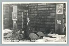Public Library & Librarian RUGBY Tennessee RPPC Vintage Interior Cline Photo 50s picture