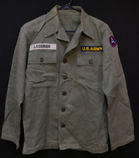 Korean - Cold War US 3rd Army Field Combat Shirt HBT Type OD Buttons 'LASSMAN' picture