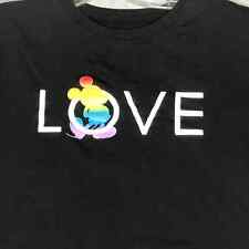Disney Mickey Mouse Love Shirt Womens M Black Rainbow Gay Pride Raw Hem picture