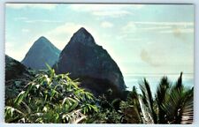 St. Lucia West Indies Gros & Petit Pitons Mountains Postcard picture