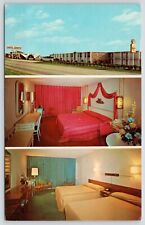 Austin Texas~Cross Country Inn~Best Western Motel~Red Guest Room~TV is On~1960s picture