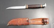 Vintage 1970s KA-BAR Leather Handle/Sheath Hunter Knife Carbon Steel Brass Guard picture