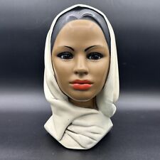 Vintage 60s Marwal Chalkware Bust Muslim Woman with Hijab Middle East Figurine picture
