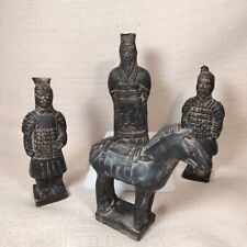 Terra-Cotta Soldiers Set Of 3 Soldiers With Horse That Has Small Doink On Ear  picture