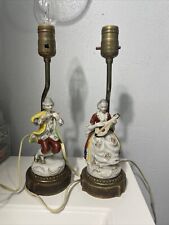 Vintage French Provincial Boudoir Lamps Lady And Gentleman Instrumentalists picture