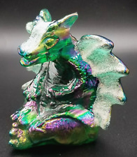 Fenton Hand Painted Green Carnival Glass Dragon Signed and Numbered picture