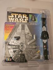 STAR WARS Darth Vader Collector Timepiece+Millennium Falcon Watch Case 1996 NIB picture