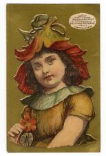 Flower Hat Little Girl MAISON DEMOREST 1880's Patterns VICTORIAN Trade Card  picture