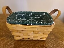 ✅VTG, Longaberger Basket with Leather Handles /Plastic&Fabric Liner '93' Signed picture