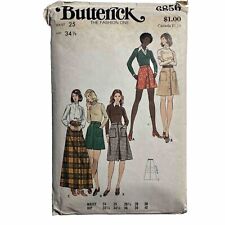 Butterick 6856 A-line Skirt Button or Zipper Topstitching Pockets Waist 25 picture