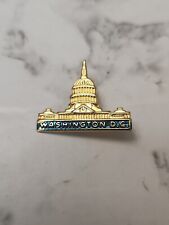 Vintage Washington D.C. Capital Building Lapel Pin Gold Tone Blue picture