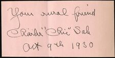 Charles Chic Sale d1936 signed autograph 3x5 Cut American Actor & Vaudevillian picture