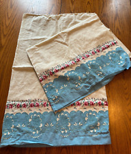 Pretty Pair Vintage White Cotton Whole Feedsack Pillowcases Blue Floral Border picture