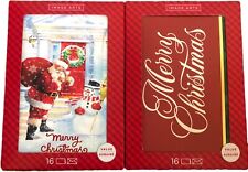 2 Boxes Of Christmas Cards Merry Christmas Santa Snowman & Lettering Xmas Card picture