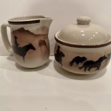 “HORSES” THEME CREAM & SUGAR BOWL BY THOMAS NORBY/MONTANA LIFESTYLES  picture