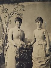TinType two women dressed up garden setting Appear Related X29 picture
