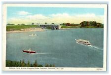 c1940s Nelson Park Bridge Crossing Lake Decatur, Decatur Illinois IL Postcard picture