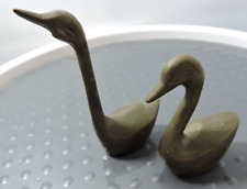 Two Brass Swans made in India one curved neck and one straight neck picture
